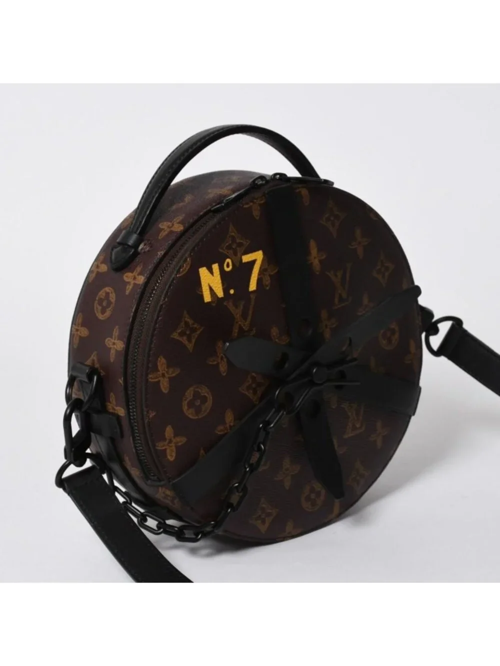 Louis Vuitton Wheel Box Shoulder Bag Monogram Canvas Calfskin Mud Black